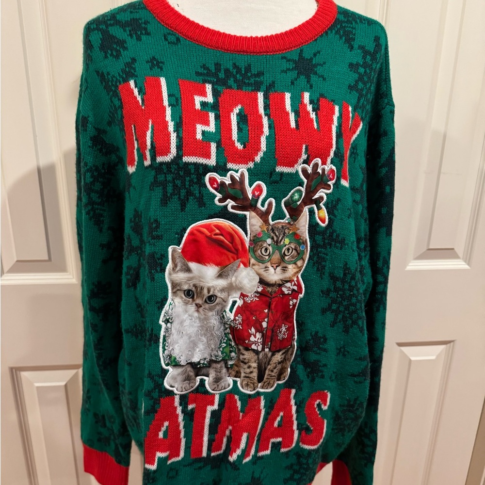 Party Sweater Men's Meowy Catmas Sweater Sz XL